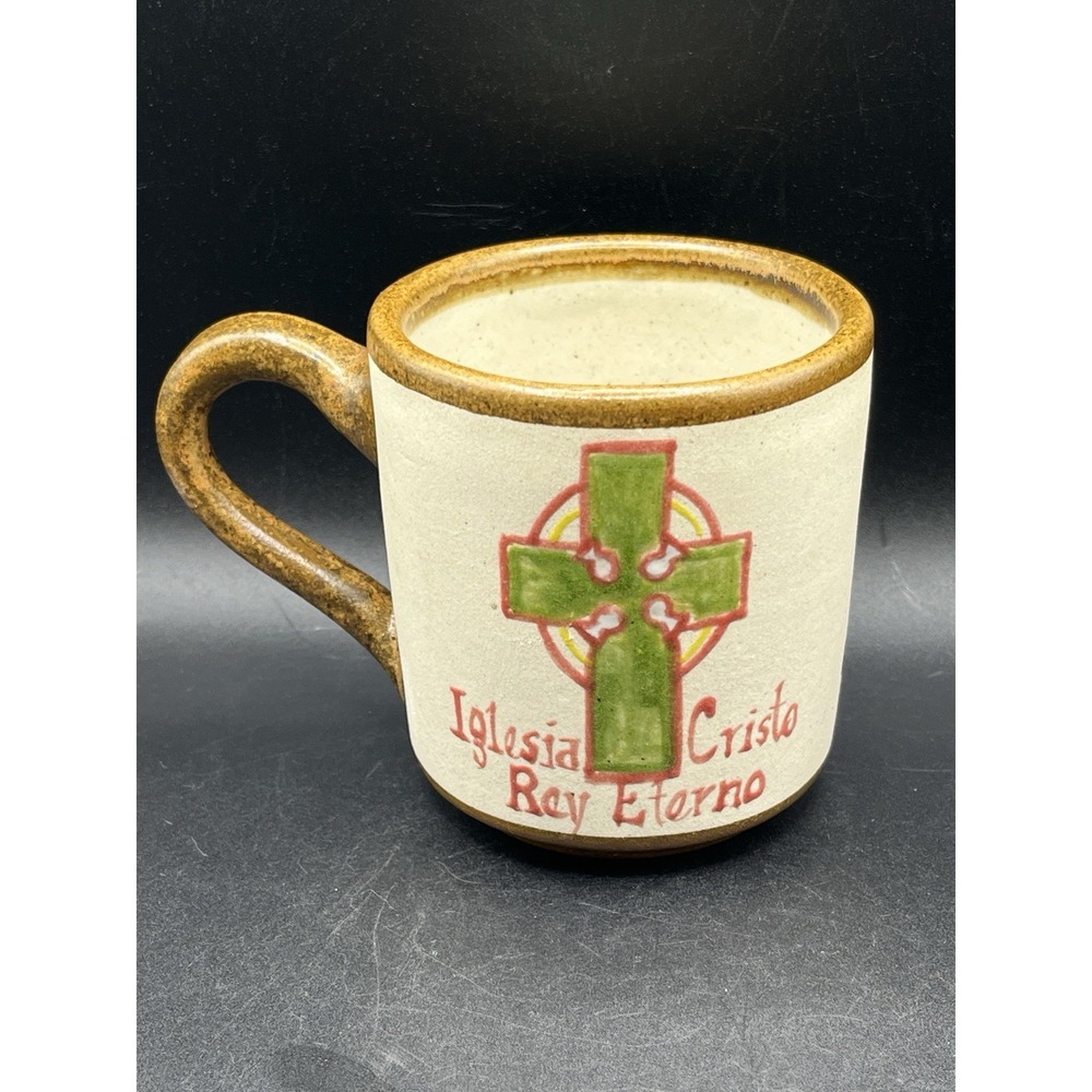 Mexican Pottery Coffee Tea Cup Mug Cross Iglesia Cristo Rey Eterno Guadalajara